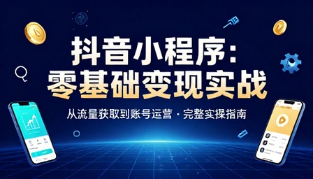 抖音小程序推广变现教程零基础流量收益账号运营完整实操课