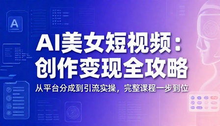 AI 美女短视频创作变现教程平台分成引流实操完整课程