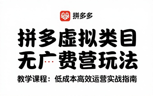 拼多多虚拟类目无推广费运营玩法教学课程