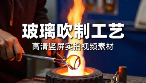 玻璃吹制制作工艺高清竖屏实拍视频素材