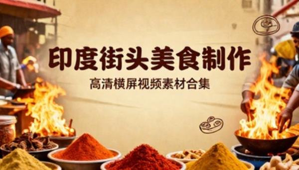 印度街头特色美食制作高清横屏视频素材合集