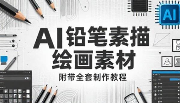 AI 铅笔素描绘画素材附带全套制作教程