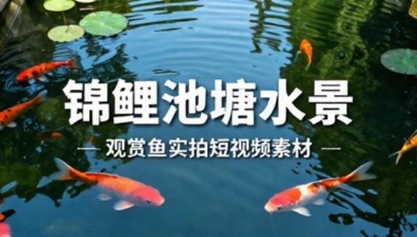 锦鲤观赏鱼池塘水景实拍短视频素材