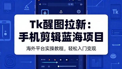 海外 Tk 平台醒图拉新蓝海项目手机剪辑实操