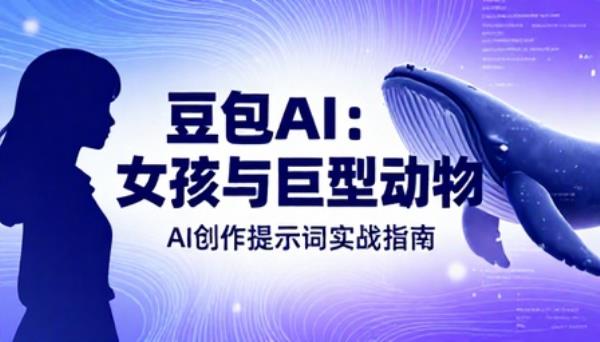 豆包 AI 创作女孩与巨型动物画面提示词