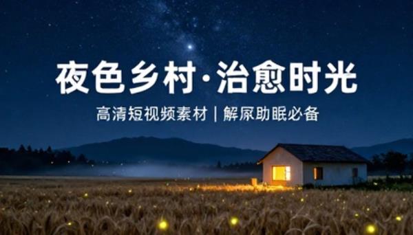 夜晚乡村风景治愈解压助眠高清短视频素材
