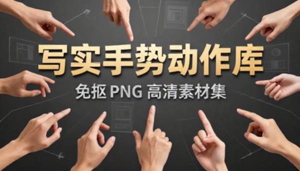 写实人物手部手势动作免抠 PNG 素材
