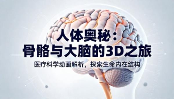 医疗人体骨骼大脑 3D 科普动画视频素材