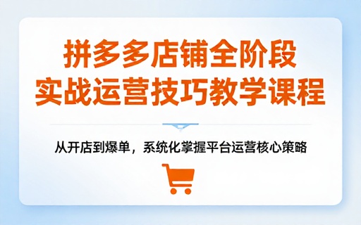 拼多多店铺全阶段实战运营技巧教学课程