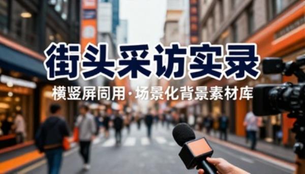 街头采访横竖屏短视频背景画面素材