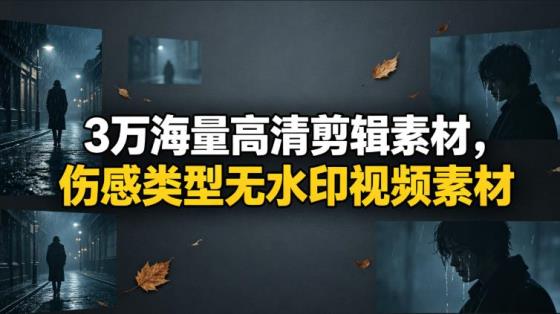 3万海量高清剪辑素材，伤感类型无水印视频素材
