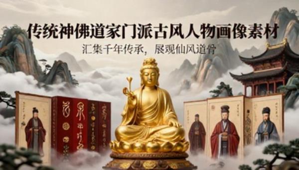 传统神佛道家门派古风人物画像素材