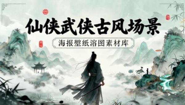 仙侠武侠古风场景海报壁纸溶图素材