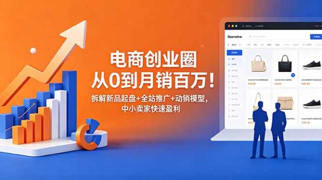 电商创业圈从0到月销百万！拆解新品起盘全站推广动销模型，中小卖家快速盈利