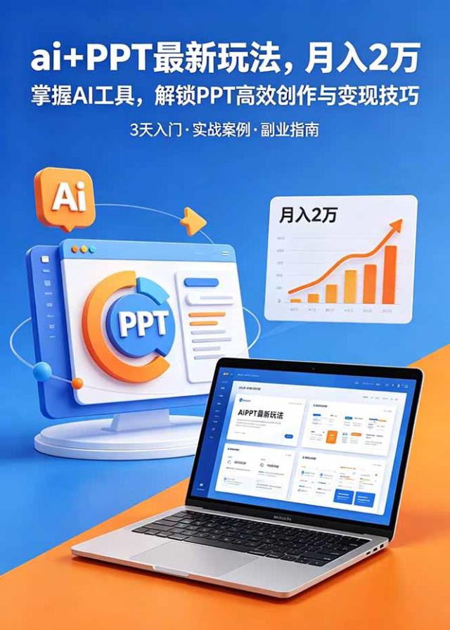 aiPPT最新玩法，月入2万掌握AI工具，解锁PPT高效创作与变现技巧3天入门，实战案例·副业指南