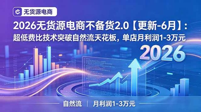2026无货源电商不备货2_0【更新-6月】：超低费比技术突破自然流天花板，单店月利润1-3万元