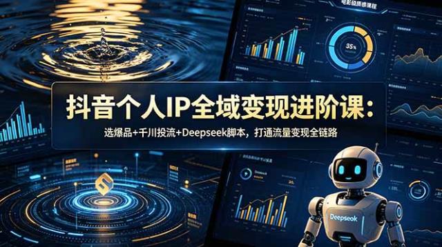 抖音个人IP全域变现进阶课-更新26年6月：选爆品千川投流Deepseek脚本，打通流量变现全链路