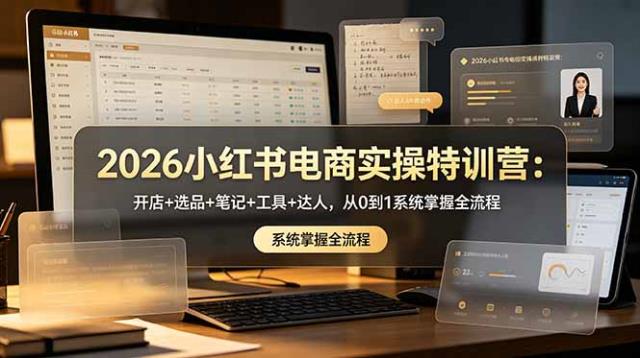 2026小红书电商实操特训营：开店选品笔记工具达人，从0到1系统掌握全流程