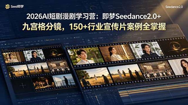 2026AI短剧漫剧学习营：即梦Seedance2_0九宫格分镜，150行业宣传片案例全掌握