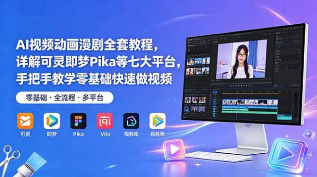 AI视频动画漫剧全套教程，详解可灵即梦Pika等七大平台，手把手教学零基础快速做视频