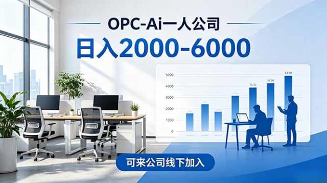 2026创业新风口—OPC一人公司模式震撼首发！日收益2000-6000，项目绿色长久，安全稳健，合___