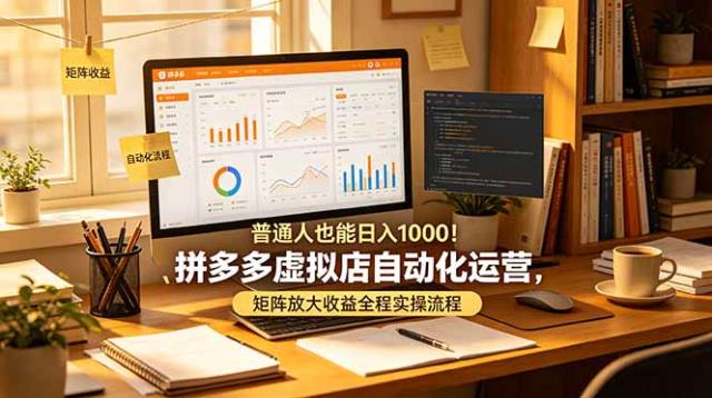 普通人也能日入 1000！拼多多虚拟店自动化运营，矩阵放大收益全程实操流程