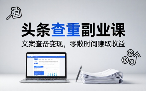 文章查重副业课程依托头条渠道实现简单文案查重赚取零散副业收入