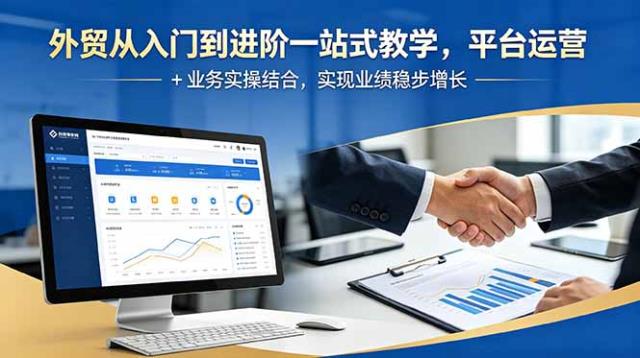 外贸从入门到进阶一站式教学，平台运营  业务实操结合，实现业绩稳步增长