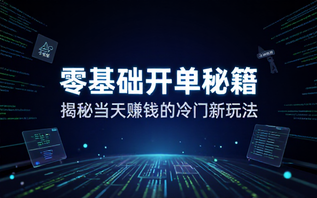 冷门新赛道玩法揭秘：新手零基础也能当天快速开单赚钱