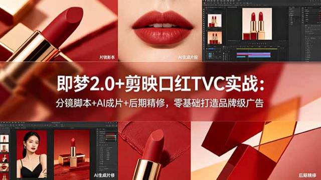即梦2_0剪映口红TVC实战：分镜脚本AI成片后期精修，零基础打造品牌级广告