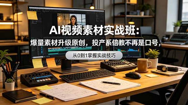 AI视频素材实战班：爆量素材升级原创，投产翻倍不再是口号，0-1系统教学实战落地