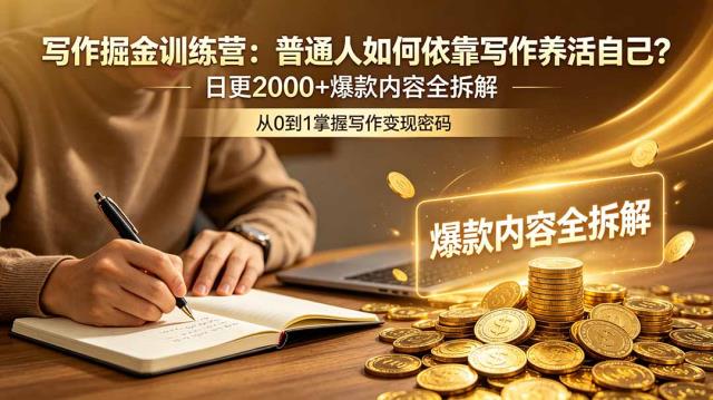 写作掘金训练营：普通人如何依靠写作养活自己？日更2000爆款内容全拆解