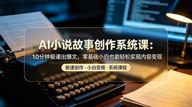 AI小说故事创作系统课：10分钟极速出爆文，零基础小白也能轻松实现内容变现
