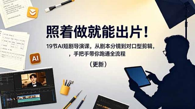 照着做就能出片！19节AI短剧导演课，从剧本分镜到对口型剪辑，手把手带你跑通全流程（更新）