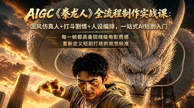 AIGC《豢龙人》全流程制作实战课：国风仿真人打斗剧情人设编排，一站式AI短剧入门