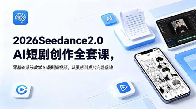 2026Seedance2_0AI短剧创作全套课，零基础系统教学AI漫剧短视频，从灵感到成片完整落地