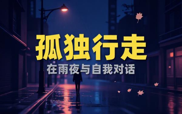 孤独主题AI绘画提示词：昏暗街头独自行走的身影