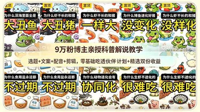 9w粉博主亲授科普解说教学：选题文案配音剪辑，零基础吃透伙伴计划精选双份收益