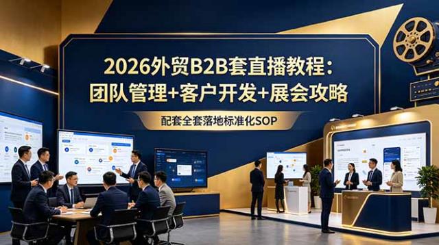 2026外贸B2B套直播教程：团队管理客户开发展会攻略，配套全套落地标准化SOP