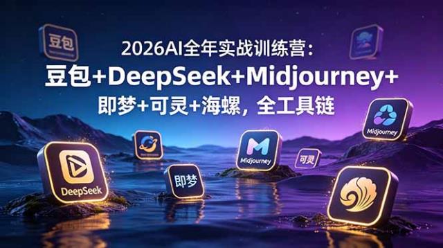 2026AI全年实战训练营：豆包DeepSeekMidjourney即梦可灵海螺，全工具链
