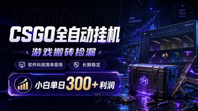 CSGO全自动挂机，游戏搬砖捡漏，软件科技简单易用，长期稳定，小白单日300利润
