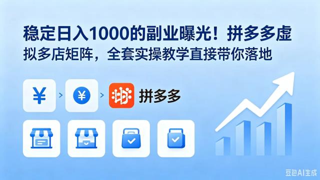 稳定日入 1000 的副业曝光！拼多多虚拟多店矩阵，全套实操教学直接带你落地