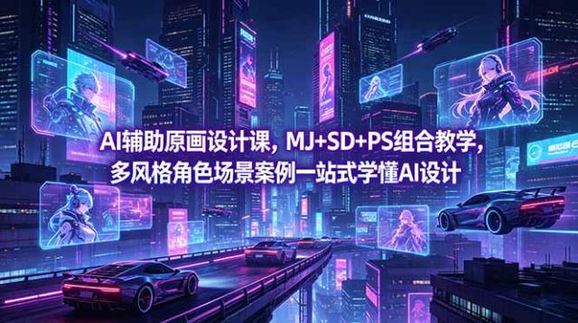 AI辅助原画设计课，MJSDPS组合教学，多风格角色场景案例一站式学懂AI设计