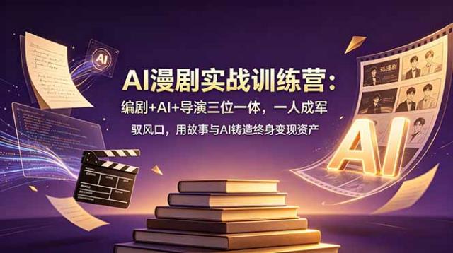 AI漫剧实战训练营：编剧AI导演三位一体，一人成军 驭风口，用故事与AI铸造终身变现资产