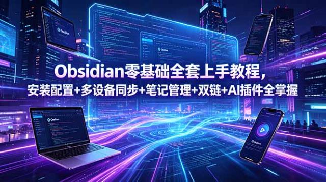 Obsidian零基础全套上手教程，安装配置多设备同步笔记管理双链AI插件全掌握