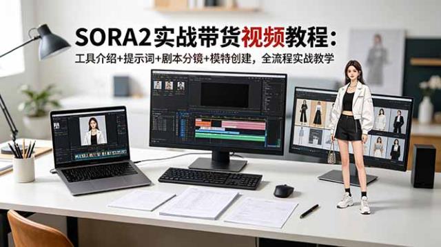 SORA2实战带货视频教程：工具介绍提示词剧本分镜模特创建，全流程实战教学