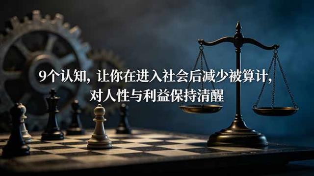 付费文章：9个认知，让你在进入社会后减少被算计，对人性与利益保持清醒