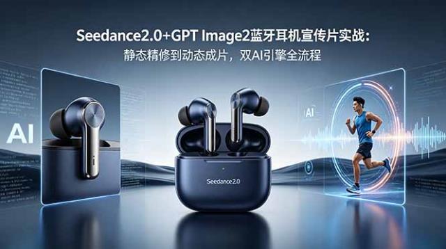 Seedance2_0GPT Image2蓝牙耳机宣传片实战：静态精修到动态成片，双AI引擎全流程