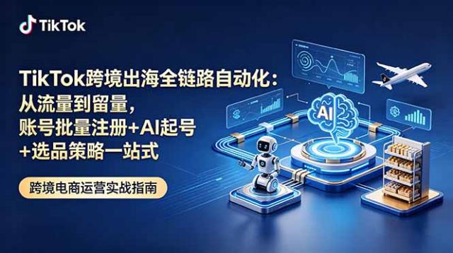 TikTok跨境出海全链路自动化：从流量到留量，账号批量注册AI起号选品策略一站式