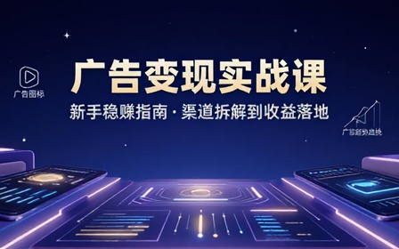 广告变现实操课程拆解稳定变现玩法帮助新手依托广告渠道赚取稳定收益